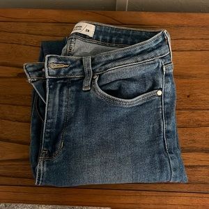 Just black denim frayed ankle skinny